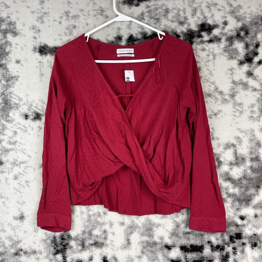 Urban Outfitters Blouse Women's‎ Size Extra Small Red Wrap V-Neck Hippie
